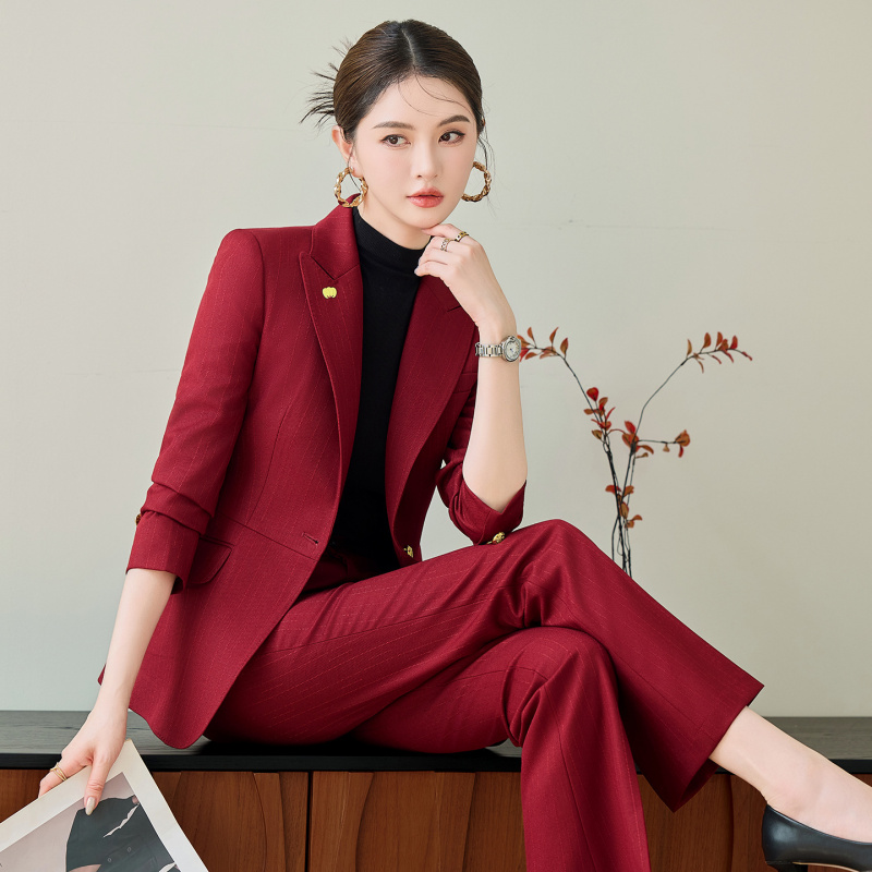 Women'S Formal Wear Pants Suit - Rode pakset voor dames, hoogwaardige herfst-