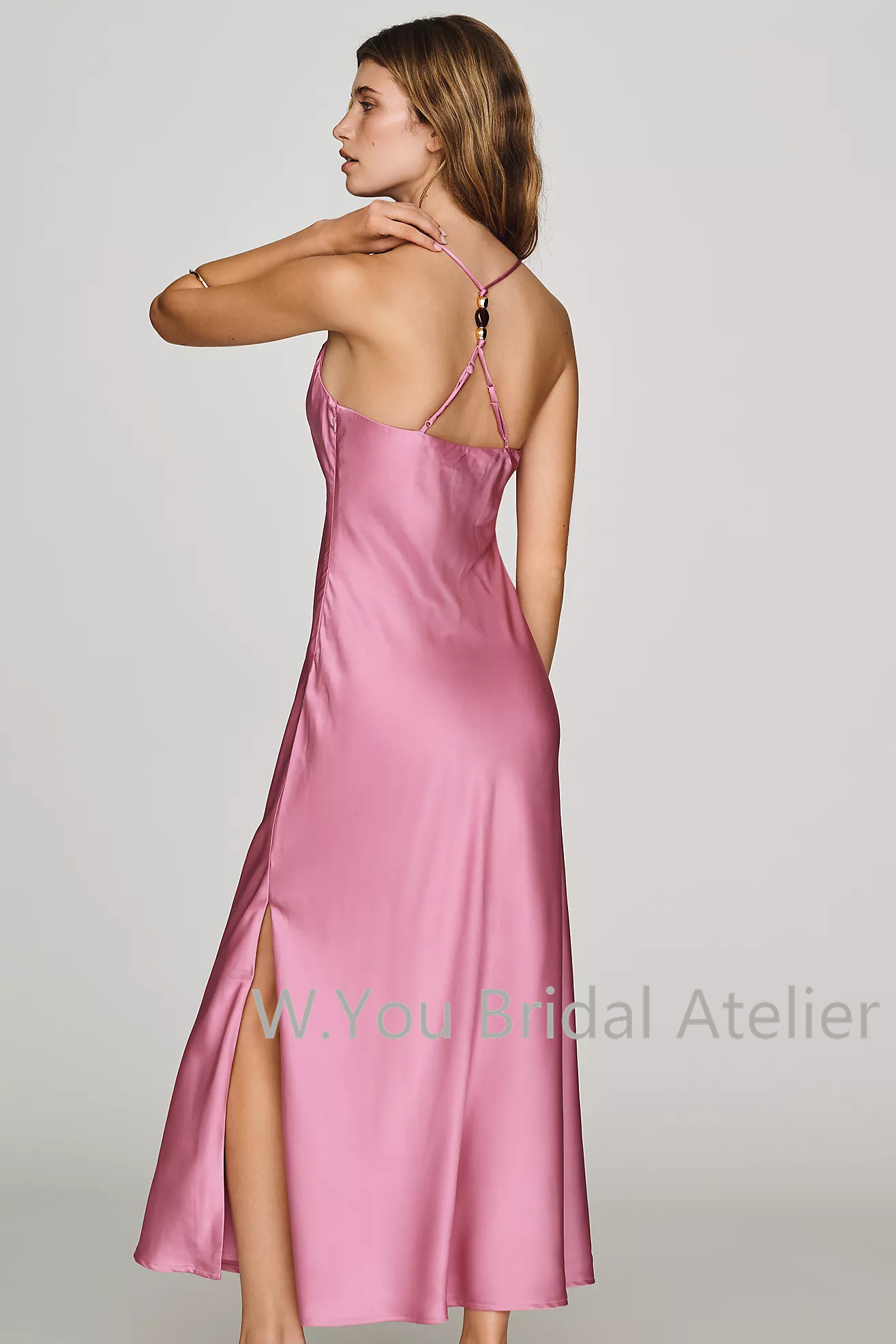 Women'S Formal Wear For A Wedding Guest - Avondjurken Satijnen Sjaal Midi Slipjurk Formele