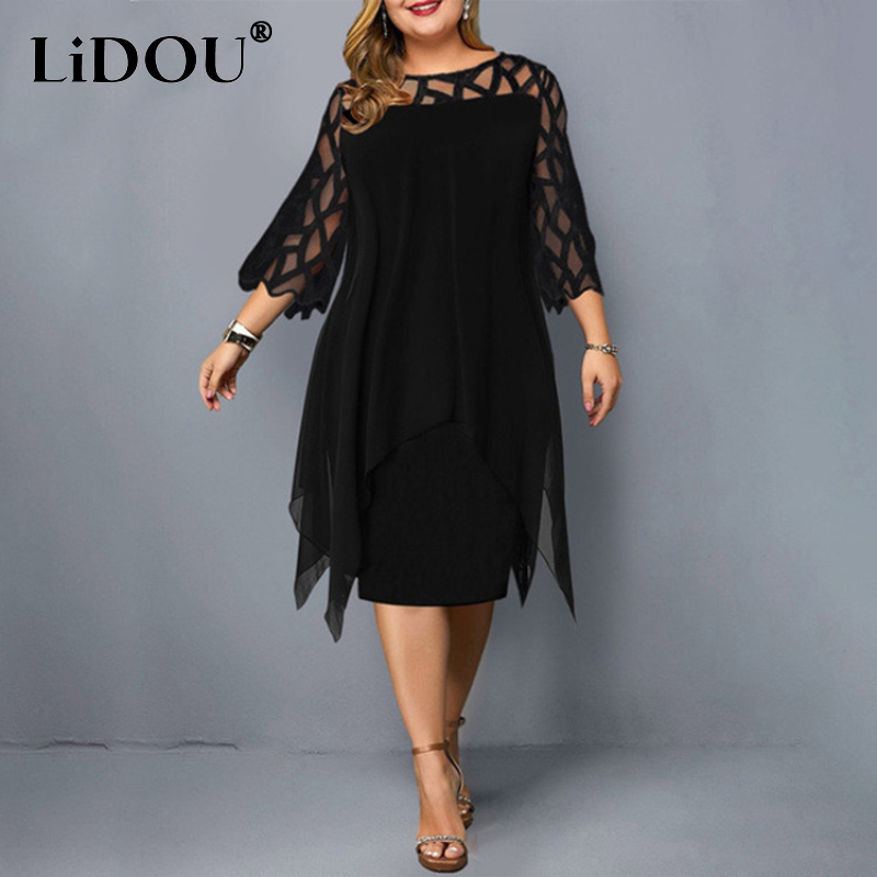 Women Formal Office Wear Tops - Nieuwe elegante kant mesh plus size