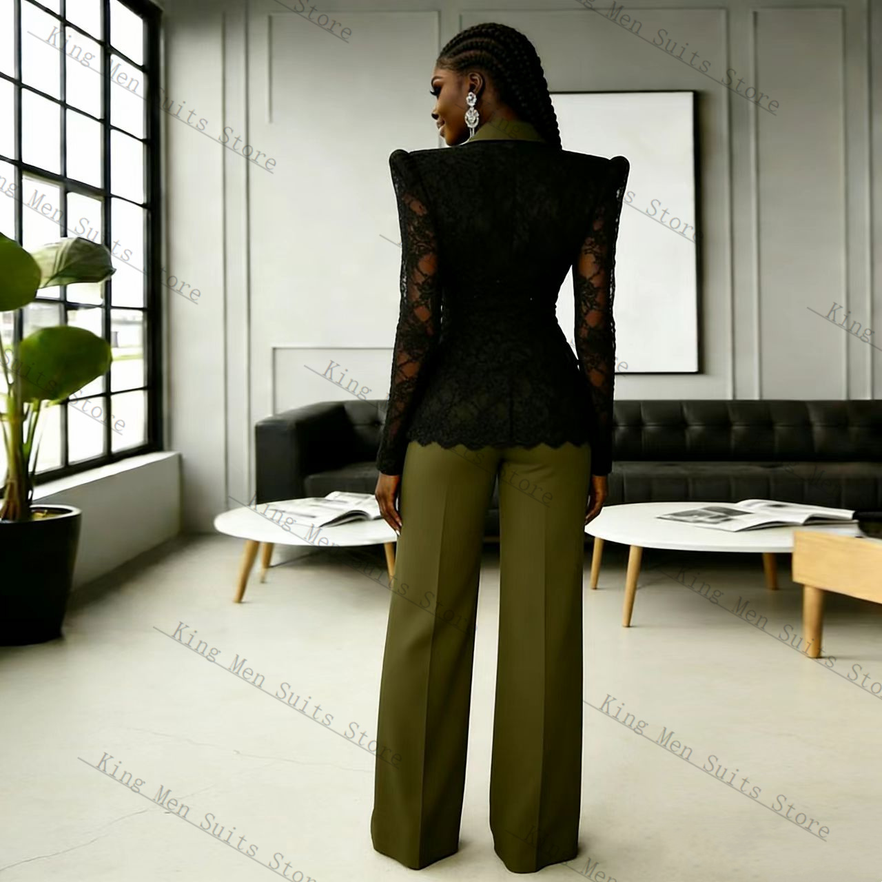 Groen Zwart Kant Vrouwen Pak S - Women'S Formal Wear For A Wedding Guest recensie en prijs
