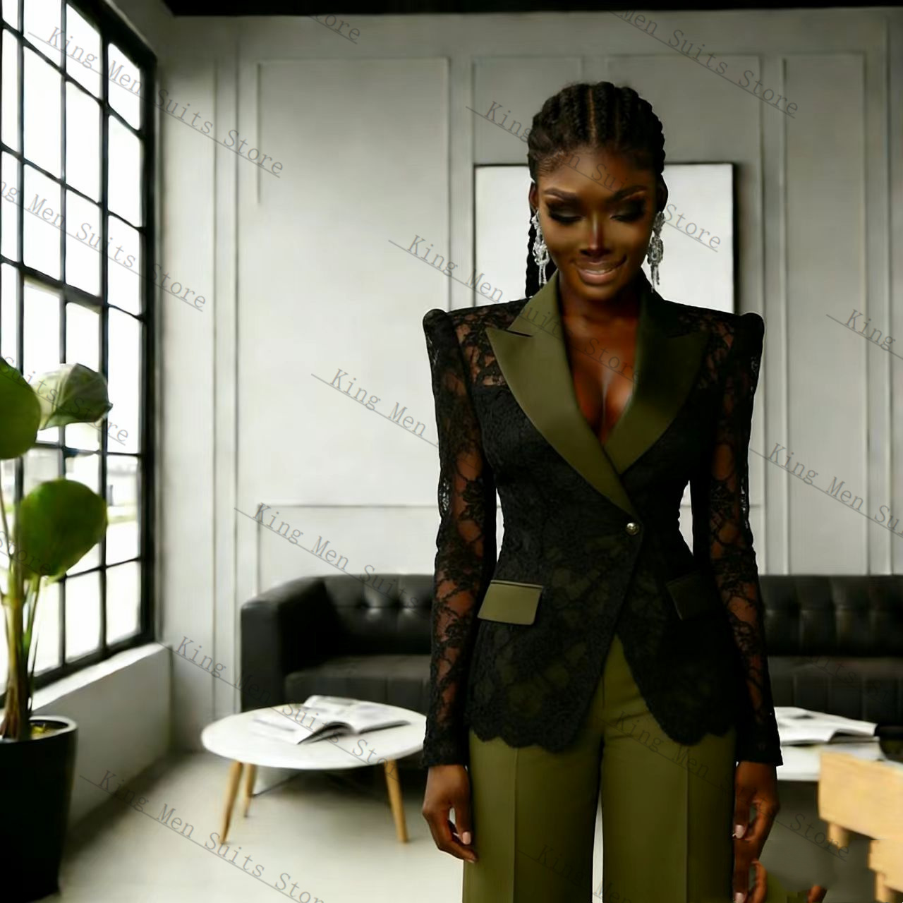 Groen Zwart Kant Vrouwen Pak S - Women'S Formal Wear For A Wedding Guest recensie en prijs
