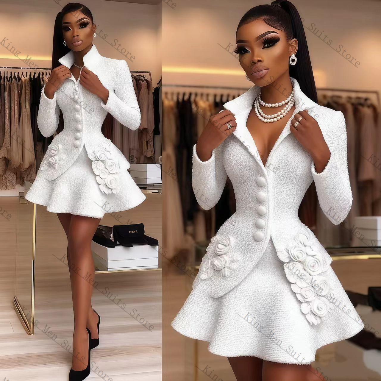 Luxe Witte Vrouwen Pak Set 2 S - Women'S Formal Wear For A Wedding Guest recensie en prijs