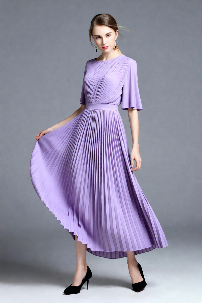 Lila geplooide midi-jurk met c - Women'S Formal Wear For A Wedding Guest recensie en prijs